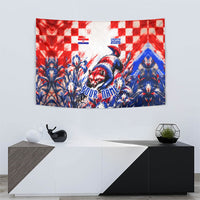 Personalized Croatia Marten Soccer 2026 Tapestry Football Grunge Checkerboard Croatian Iris Floral