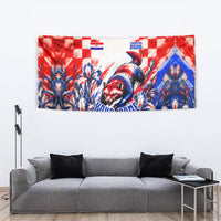 Personalized Croatia Marten Soccer 2026 Tapestry Football Grunge Checkerboard Croatian Iris Floral