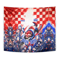 Personalized Croatia Marten Soccer 2026 Tapestry Football Grunge Checkerboard Croatian Iris Floral