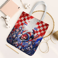 Personalized Croatia Marten Soccer 2026 Tote Bag Football Grunge Checkerboard Croatian Iris Floral