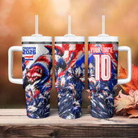 Personalized Croatia Marten Soccer 2026 Tumbler With Handle Football Grunge Checkerboard Croatian Iris Floral