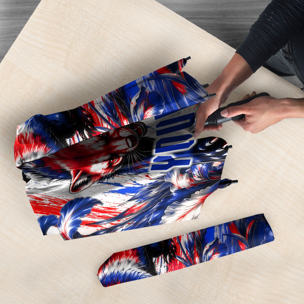 Personalized Croatia Marten Soccer 2026 Umbrella Football Grunge Checkerboard Croatian Iris Floral