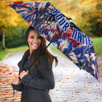 Personalized Croatia Marten Soccer 2026 Umbrella Football Grunge Checkerboard Croatian Iris Floral