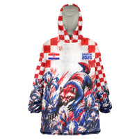 Personalized Croatia Marten Soccer 2026 Wearable Blanket Hoodie Football Grunge Checkerboard Croatian Iris Floral