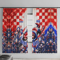Personalized Croatia Marten Soccer 2026 Window Curtain Football Grunge Checkerboard Croatian Iris Floral