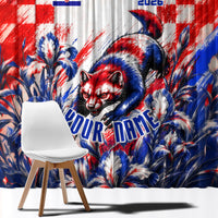 Personalized Croatia Marten Soccer 2026 Window Curtain Football Grunge Checkerboard Croatian Iris Floral