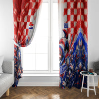 Personalized Croatia Marten Soccer 2026 Window Curtain Football Grunge Checkerboard Croatian Iris Floral