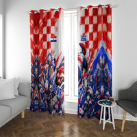 Personalized Croatia Marten Soccer 2026 Window Curtain Football Grunge Checkerboard Croatian Iris Floral