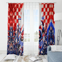 Personalized Croatia Marten Soccer 2026 Window Curtain Football Grunge Checkerboard Croatian Iris Floral