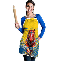 Personalized Sweden Dala Horse Soccer Apron Grunge Swedish Flag Cheering Fans Floral