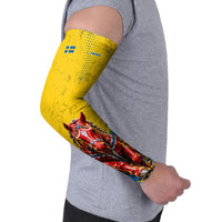 Personalized Sweden Dala Horse Soccer Arm Sleeves Grunge Swedish Flag Cheering Fans Floral