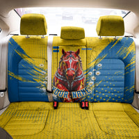 Personalized Sweden Dala Horse Soccer Back Car Seat Cover Grunge Swedish Flag Cheering Fans Floral