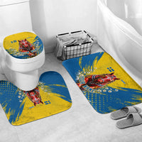 Personalized Sweden Dala Horse Soccer Bathroom Set Grunge Swedish Flag Cheering Fans Floral