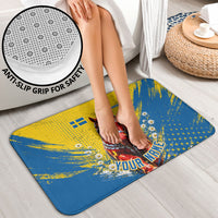Personalized Sweden Dala Horse Soccer Bathroom Set Grunge Swedish Flag Cheering Fans Floral