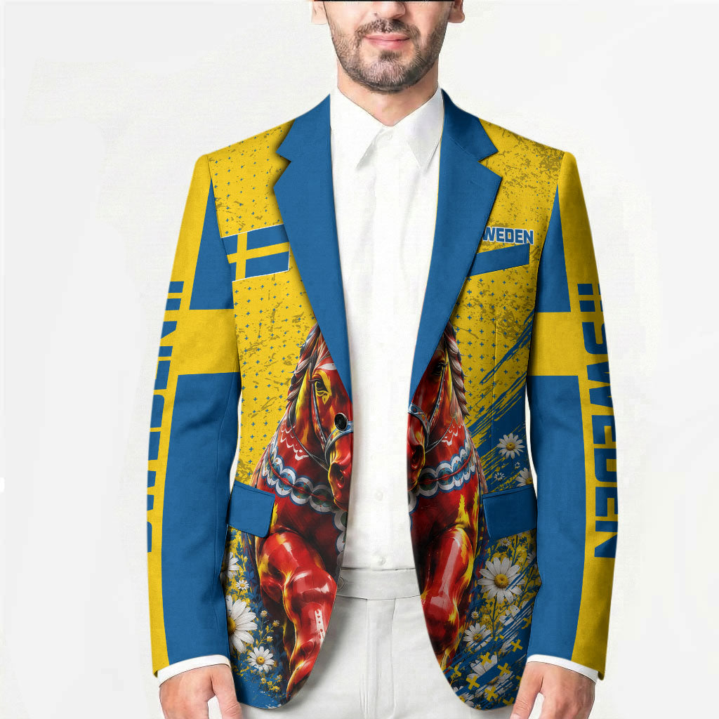 Personalized Sweden Dala Horse Soccer Blazer Grunge Swedish Flag Cheering Fans Floral