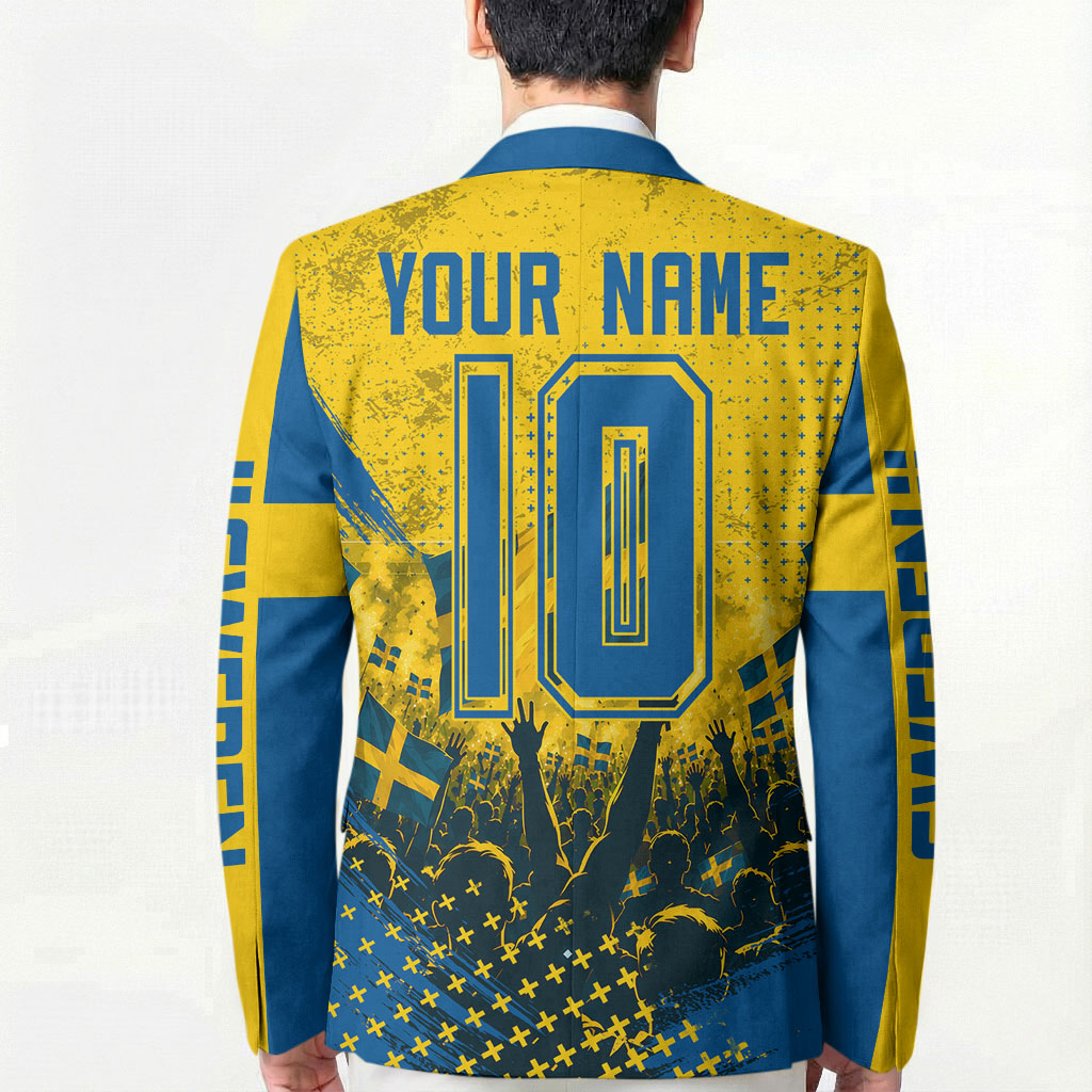 Personalized Sweden Dala Horse Soccer Blazer Grunge Swedish Flag Cheering Fans Floral