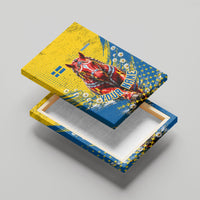 Personalized Sweden Dala Horse Soccer Canvas Wall Art Grunge Swedish Flag Cheering Fans Floral