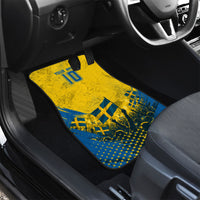 Personalized Sweden Dala Horse Soccer Car Mats Grunge Swedish Flag Cheering Fans Floral