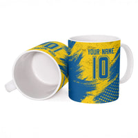 Personalized Sweden Dala Horse Soccer Ceramic Mug Grunge Swedish Flag Cheering Fans Floral