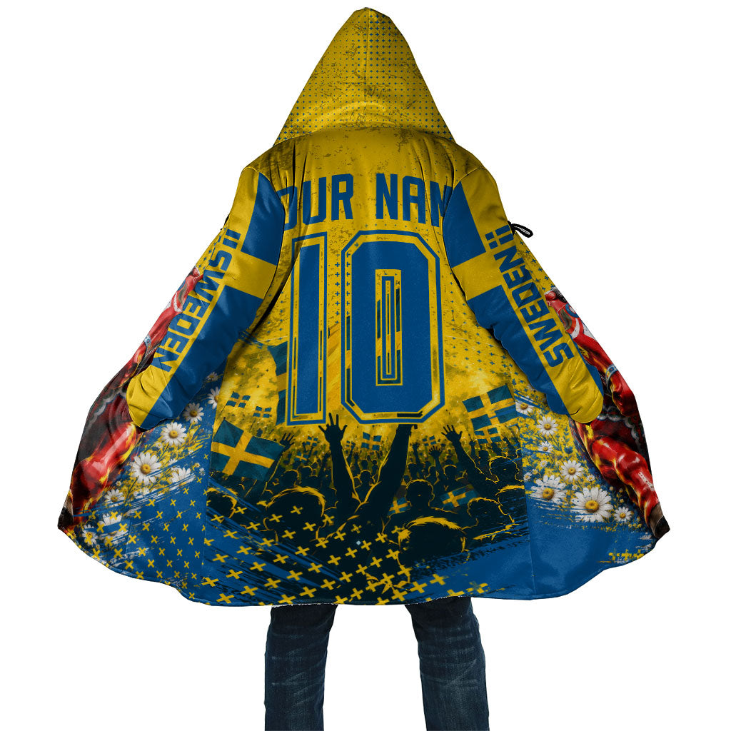 Personalized Sweden Dala Horse Soccer Cloak Grunge Swedish Flag Cheering Fans Floral