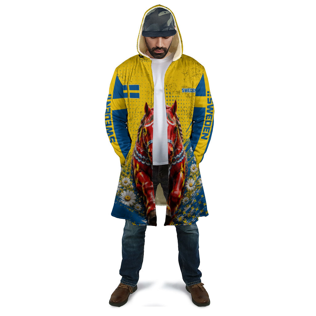 Personalized Sweden Dala Horse Soccer Cloak Grunge Swedish Flag Cheering Fans Floral