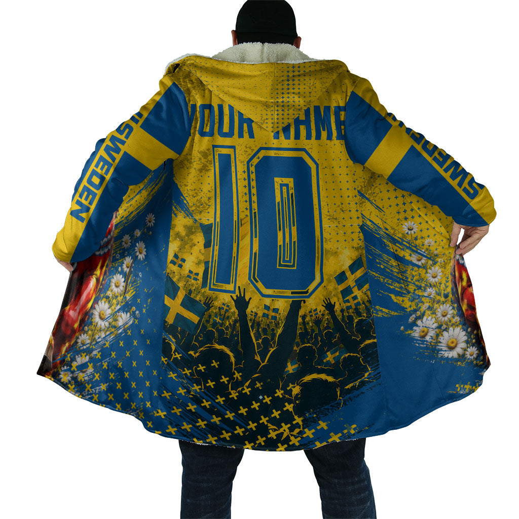 Personalized Sweden Dala Horse Soccer Cloak Grunge Swedish Flag Cheering Fans Floral