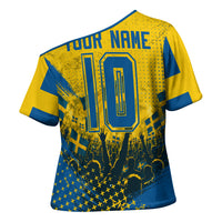 Personalized Sweden Dala Horse Soccer Cross Shoulder Shirt Grunge Swedish Flag Cheering Fans Floral