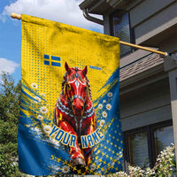 Personalized Sweden Dala Horse Soccer Garden Flag Grunge Swedish Flag Cheering Fans Floral