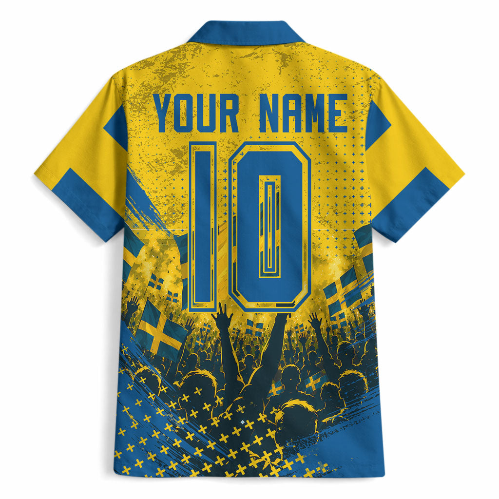 Personalized Sweden Dala Horse Soccer Hawaiian Shirt Grunge Swedish Flag Cheering Fans Floral