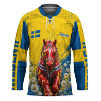 Personalized Sweden Dala Horse Soccer Hockey Jersey Grunge Swedish Flag Cheering Fans Floral