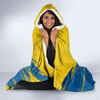 Personalized Sweden Dala Horse Soccer Hooded Blanket Grunge Swedish Flag Cheering Fans Floral