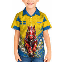 Personalized Sweden Dala Horse Soccer Kid Hawaiian Shirt Grunge Swedish Flag Cheering Fans Floral