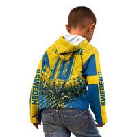 Personalized Sweden Dala Horse Soccer Kid Hoodie Grunge Swedish Flag Cheering Fans Floral