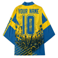 Personalized Sweden Dala Horse Soccer Kimono Grunge Swedish Flag Cheering Fans Floral