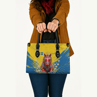 Personalized Sweden Dala Horse Soccer Leather Bag Grunge Swedish Flag Cheering Fans Floral
