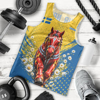 Personalized Sweden Dala Horse Soccer Men Tank Top Grunge Swedish Flag Cheering Fans Floral