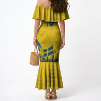Personalized Sweden Dala Horse Soccer Mermaid Dress Grunge Swedish Flag Cheering Fans Floral