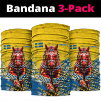 Personalized Sweden Dala Horse Soccer Neck Gaiter Grunge Swedish Flag Cheering Fans Floral