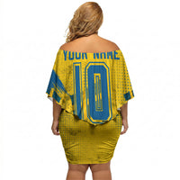 Personalized Sweden Dala Horse Soccer Off Shoulder Short Dress Grunge Swedish Flag Cheering Fans Floral