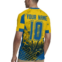Personalized Sweden Dala Horse Soccer Rugby Jersey Grunge Swedish Flag Cheering Fans Floral