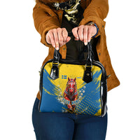Personalized Sweden Dala Horse Soccer Shoulder Handbag Grunge Swedish Flag Cheering Fans Floral