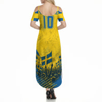 Personalized Sweden Dala Horse Soccer Summer Maxi Dress Grunge Swedish Flag Cheering Fans Floral