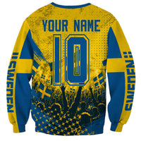 Personalized Sweden Dala Horse Soccer Sweatshirt Grunge Swedish Flag Cheering Fans Floral