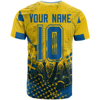 Personalized Sweden Dala Horse Soccer T Shirt Grunge Swedish Flag Cheering Fans Floral