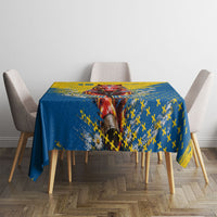 Personalized Sweden Dala Horse Soccer Tablecloth Grunge Swedish Flag Cheering Fans Floral