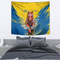 Personalized Sweden Dala Horse Soccer Tapestry Grunge Swedish Flag Cheering Fans Floral