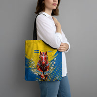 Personalized Sweden Dala Horse Soccer Tote Bag Grunge Swedish Flag Cheering Fans Floral