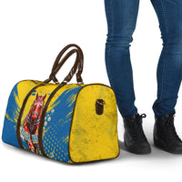 Personalized Sweden Dala Horse Soccer Travel Bag Grunge Swedish Flag Cheering Fans Floral