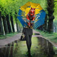 Personalized Sweden Dala Horse Soccer Umbrella Grunge Swedish Flag Cheering Fans Floral