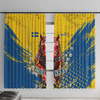 Personalized Sweden Dala Horse Soccer Window Curtain Grunge Swedish Flag Cheering Fans Floral
